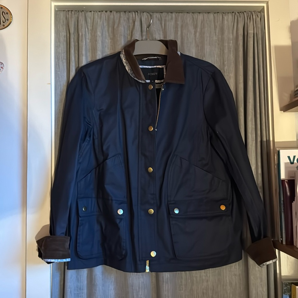 J Crew Navy Barn Jacket w/ Liberty Floral